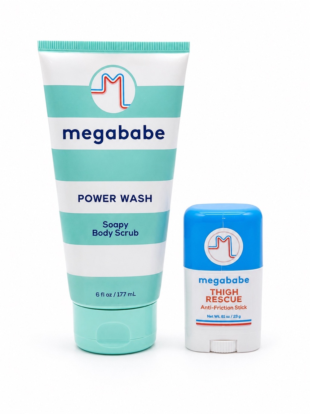 Megababe Power Wash Body Scrub + Thigh Rescue Anti-Friction Stick Bundle